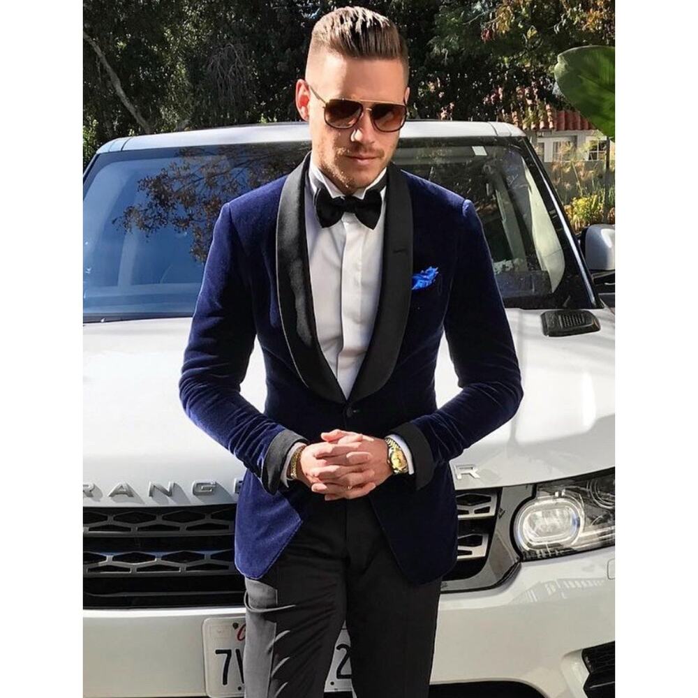 MUSIKA FRERE Custom For Musika Navy velvet dinner jacket Tuxedo Sz S Chest 38